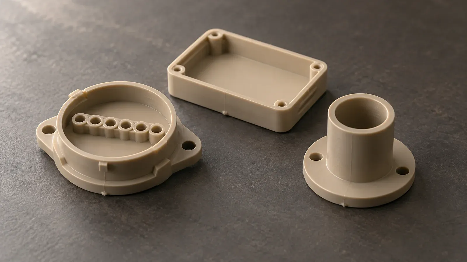 Natural beige PEEK injection molded sensor and connector components